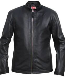 Men's Black Slim Fit Biker Motorcycle Leather Jacket