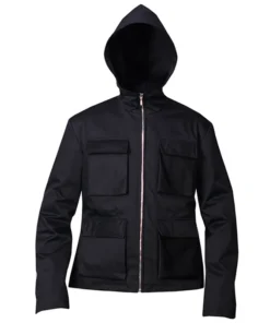 Men's Black Surplus Patch-pocket Shell Cotton Jacket