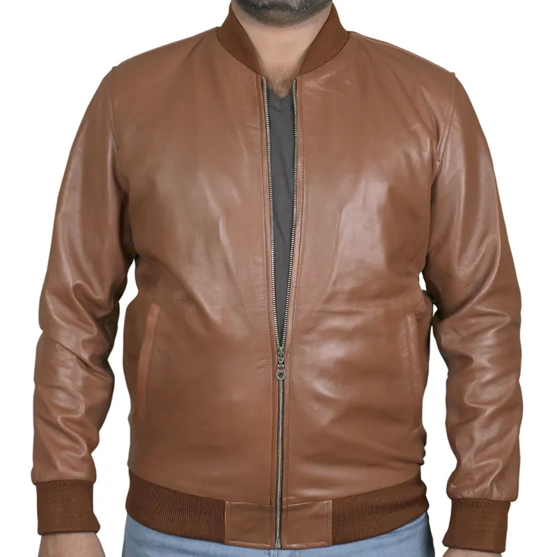 Men's Bomber Biker Style Slim Fitted Leather Jacket