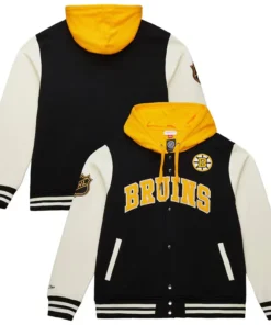 Mens Boston Bruins Mitchell & Ness Courtside Varsity Jacket