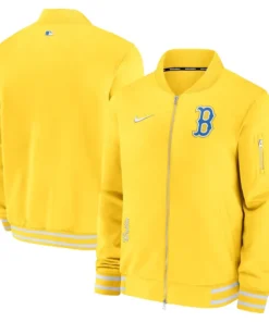 Mens Boston Red Sox Nike Gold Game Time Bomber Full-Zip Jacket