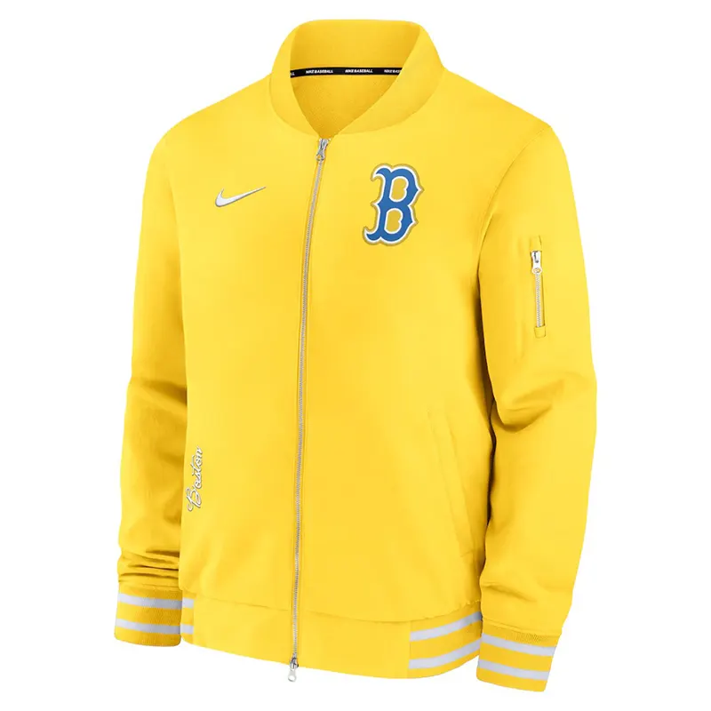Mens Boston Red Sox Nike Gold Game Time Bomber Full-Zip Jacket - Image 2