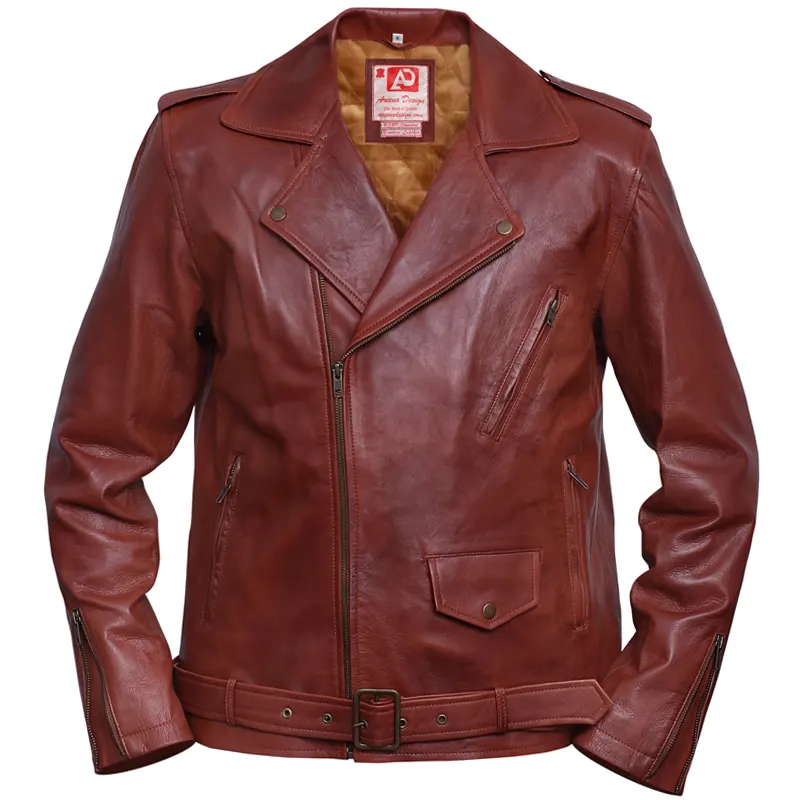 Men's Brando Motorcycle Brown Leather Jacket