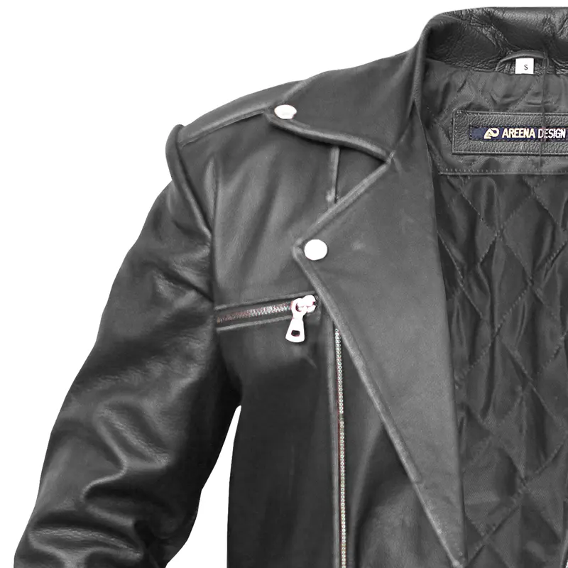 Men's Asymmetrical Zipper Biker Leather Jacket - Image 7