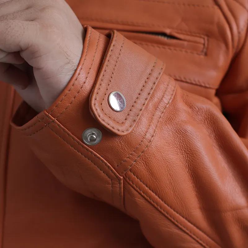 Vintage Brown Diamond Design Biker Leather Jacket - Image 5