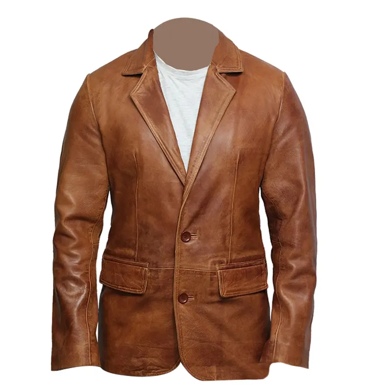 Men's Brown Leather Blazer