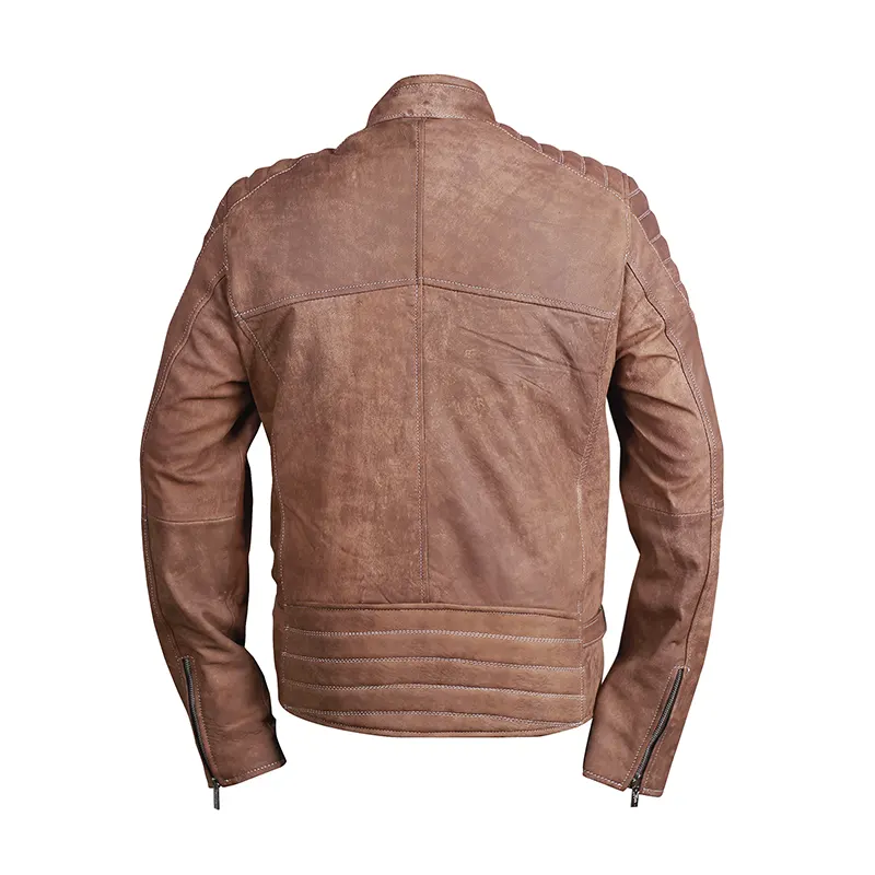 Vintage Brown Motorcycle Leather Jacket - Image 3