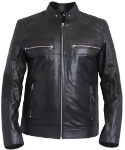 Men's Cafe Racer Black Classic Biker Leather Jacket