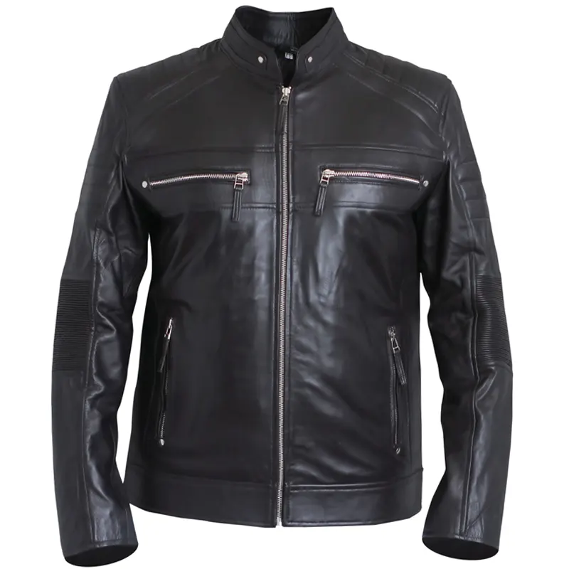 Men's Cafe Racer Black Classic Biker Leather Jacket