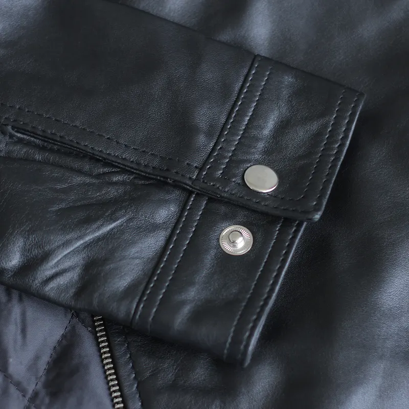 Men's Vintage Retro Biker Leather Jacket - Image 7