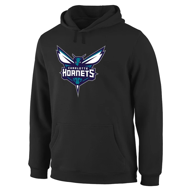 Men's Charlotte Hornets Black Primary Logo Pullover Hoodie