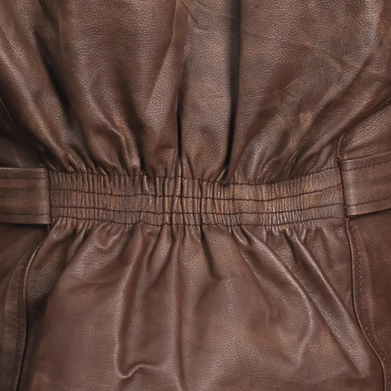 Men's Biker Brown Genuine Leather Jacket - Image 5