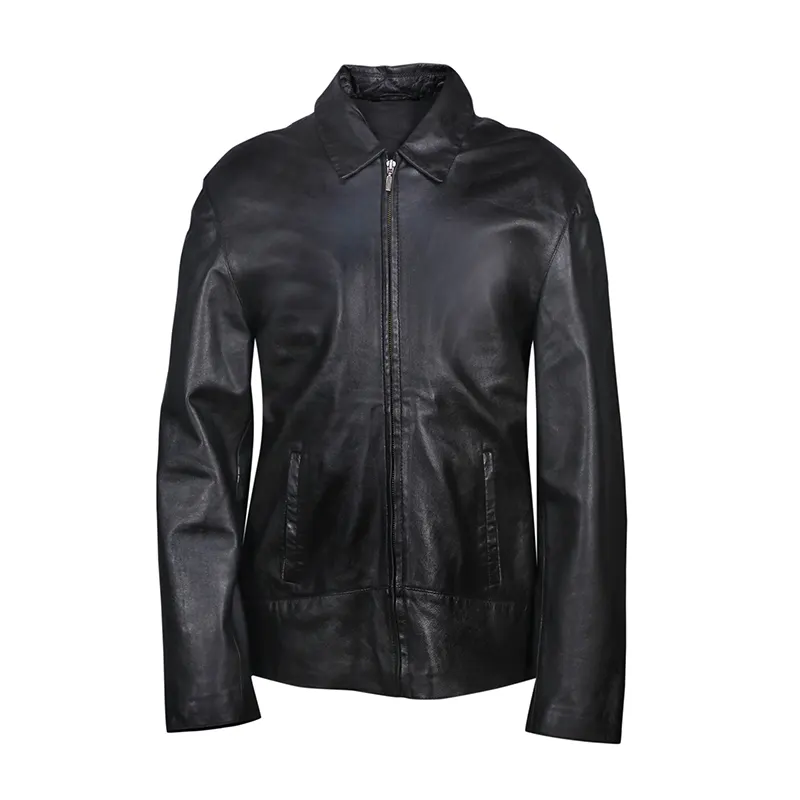 Men's Classic Zipped Biker Leather Jacket