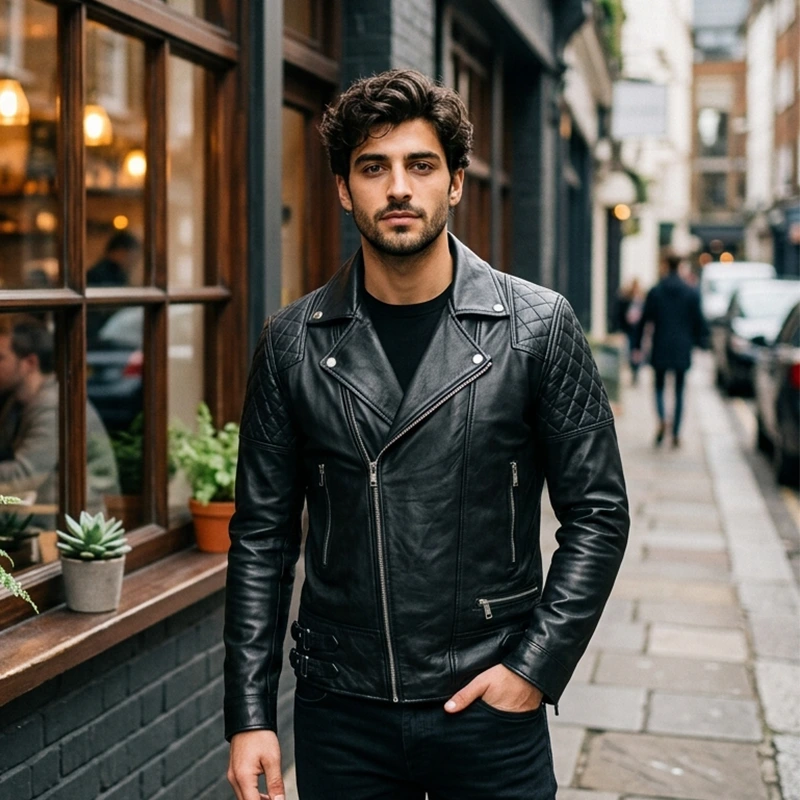 Men's Cross Zip Brando Leather Jacket