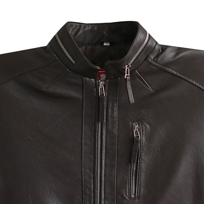 Distressed Dark Brown Biker Leather Jacket For Men - Image 4