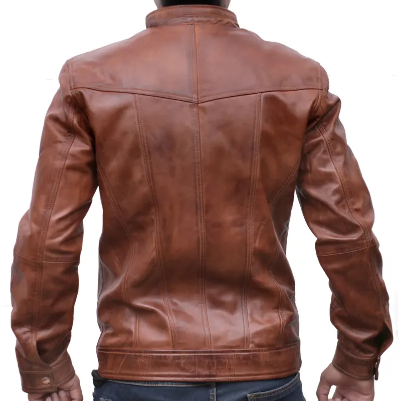 Men's J9 Distressed Leather Jacket - Image 7
