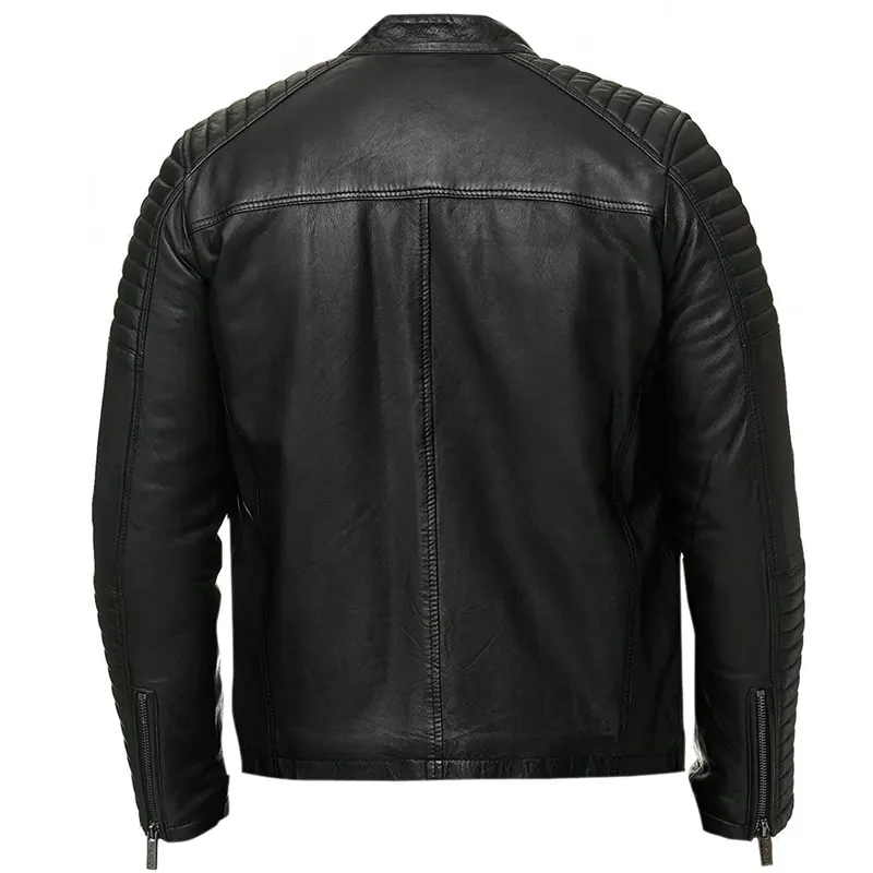 Men's Vintage Retro Faux Antique Spider Biker Leather Jacket - Image 4