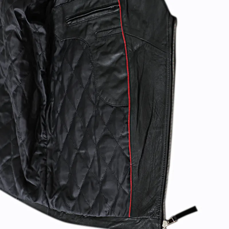 Men's Slim Fit Biker Style Leather Jacket - Image 7
