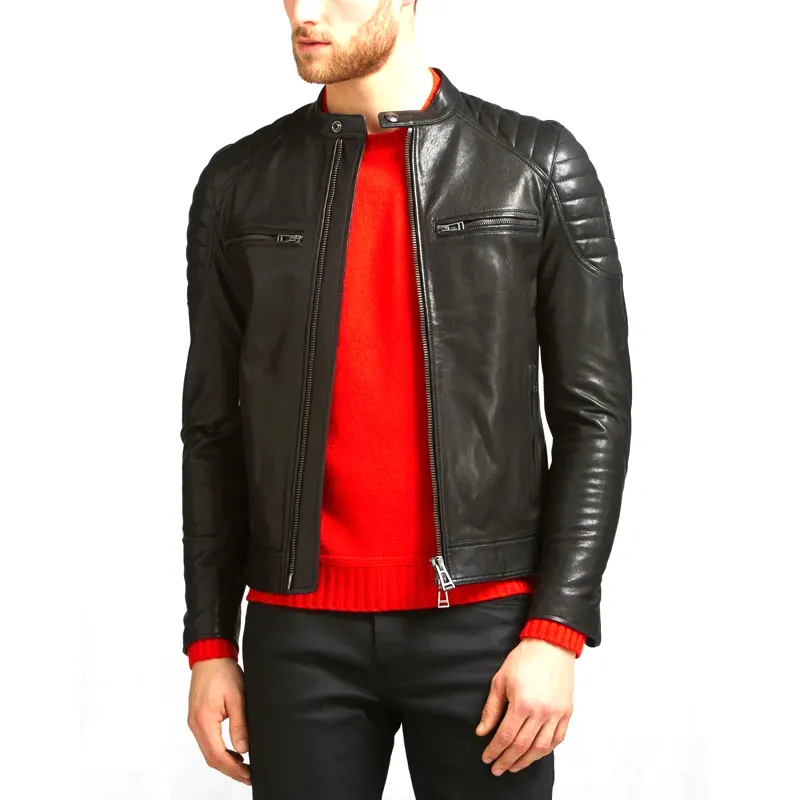 Men's Genuine Lambskin Black Leather Jacket