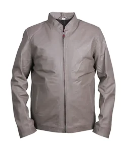 Men's Grey Cafe Racer Leather Jacket