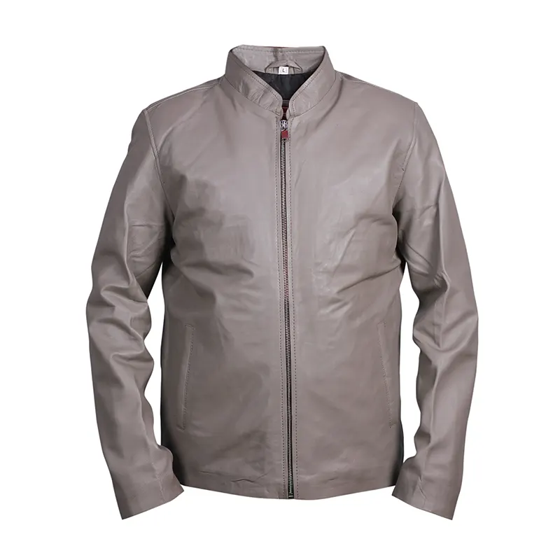 Men's Grey Cafe Racer Leather Jacket