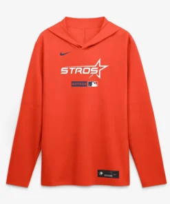 Mens Houston Astros Nike Orange City Connect Dri-FIT Long Sleeve Hooded T-Shirt
