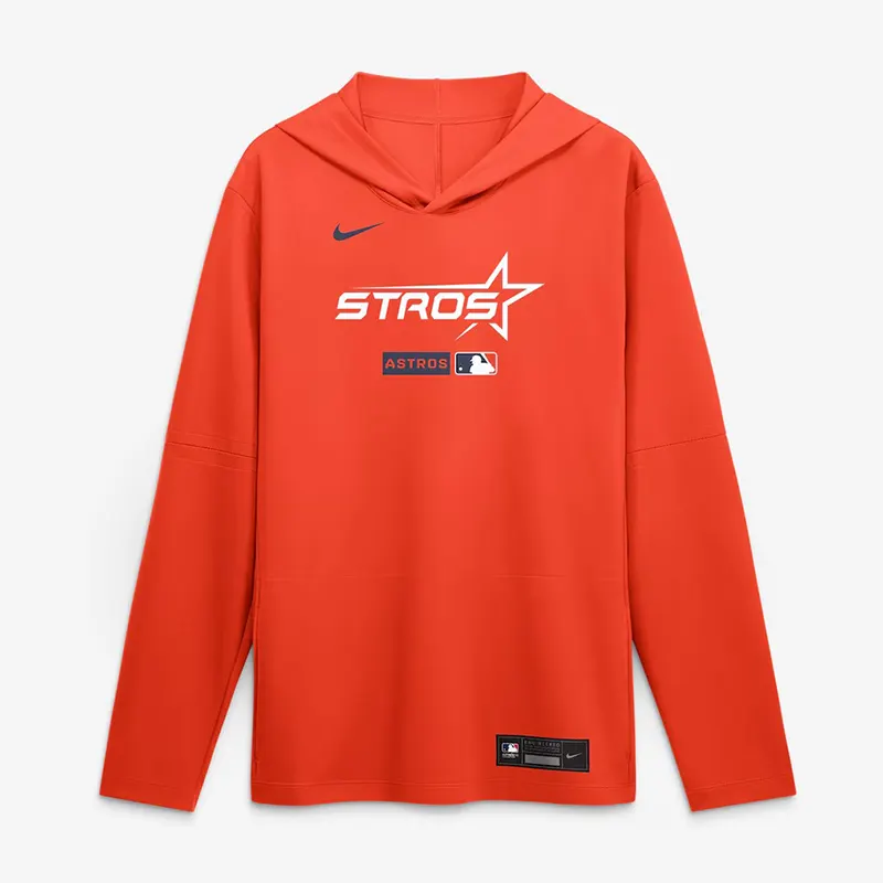 Mens Houston Astros Nike Orange City Connect Dri-FIT Long Sleeve Hooded T-Shirt