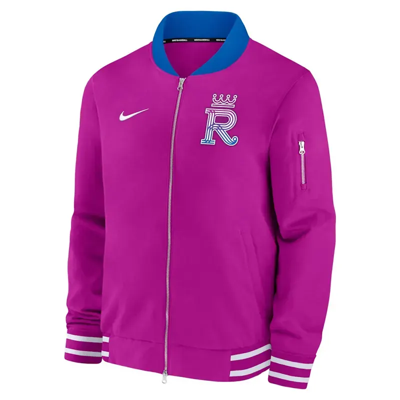 Mens Kansas City Royals Nike Purple 2026 Full-Zip Bomber Jacket - Image 2