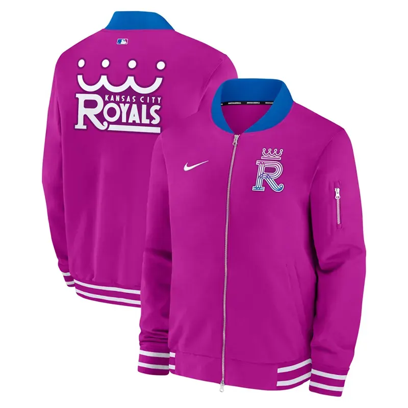 Mens Kansas City Royals Nike Purple 2026 Full-Zip Bomber Jacket