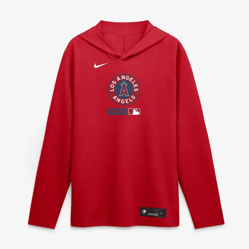 Mens Los Angeles Angels Nike Red City Connect Dri-FIT Long Sleeve Hooded T-Shirt
