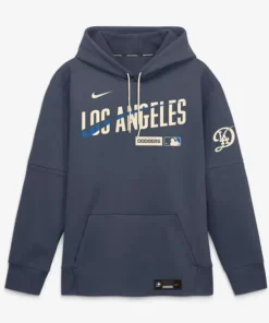 Mens Los Angeles Dodgers Nike Navy Authentic Collection City Connect Therma-FIT Hoodie
