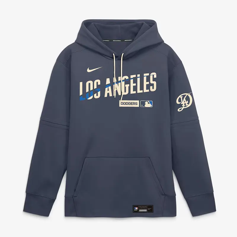 Mens Los Angeles Dodgers Nike Navy Authentic Collection City Connect Therma-FIT Hoodie
