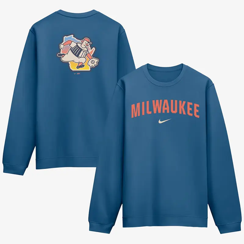 Men's Milwaukee Brewers Nike Blue 2026 City Connect Club 2-Hit Sweatshirt