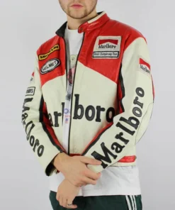 Mens Moto Racer Marlboro Leather Jacket