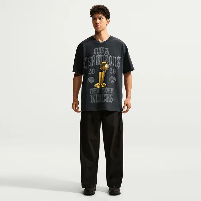 Men's New York Knicks Nike Gray 2026 NBA Finals Champions Authentic Locker Room Limited Edition On Court T-Shirt - Image 3