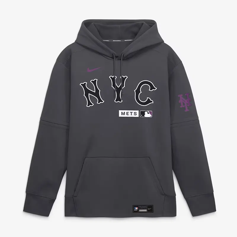 Mens New York Mets Nike Anthracite Authentic Collection City Connect Therma-FIT Hoodie
