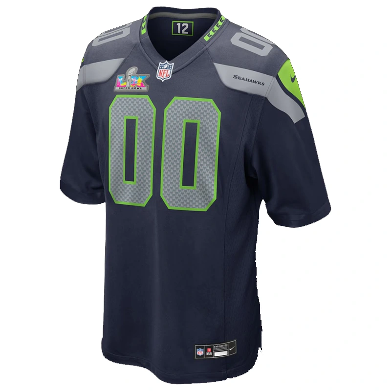 Mens Nike College Navy Seattle Seahawks Super Bowl LX Patch Game Jersey - Image 2