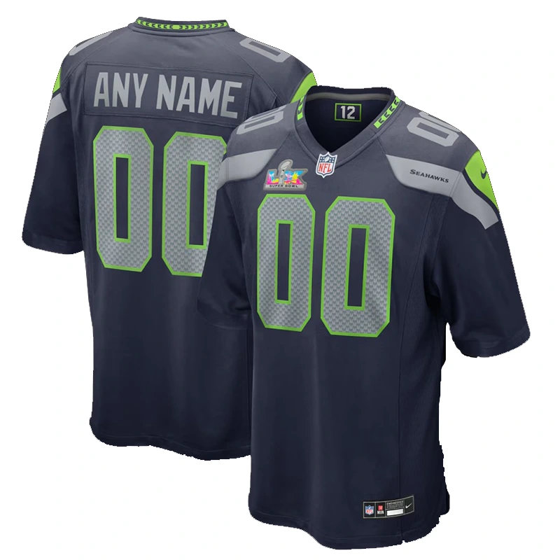 Mens Nike College Navy Seattle Seahawks Super Bowl LX Patch Game Jersey