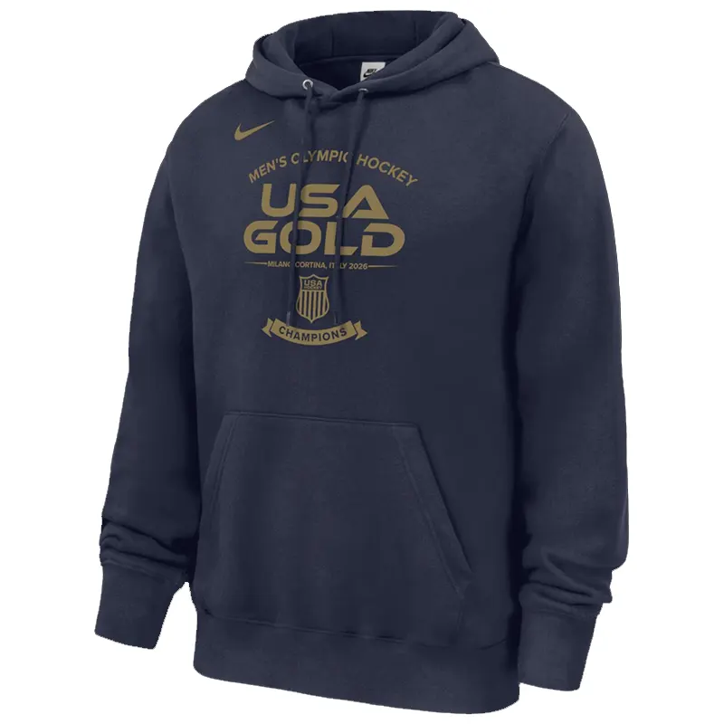 Mens Nike USA Hockey 2026 Winter Olympics Gold Medal Roster Club Fleece Hoodie - Image 2