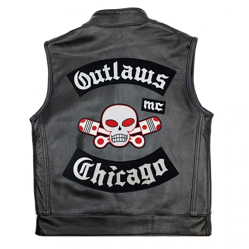 Men's Outlaw Chicago MC Leather Vest - Image 2