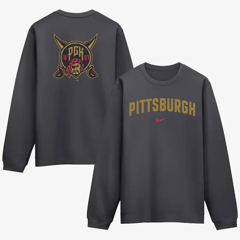 Mens Pittsburgh Pirates Nike Anthracite 2026 City Connect Club 2-Hit Sweatshirt