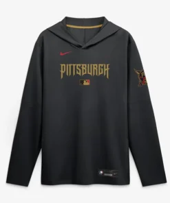 Mens Pittsburgh Pirates Nike Black 2026 City Connect Dri-FIT Long Sleeve Hooded T-Shirt