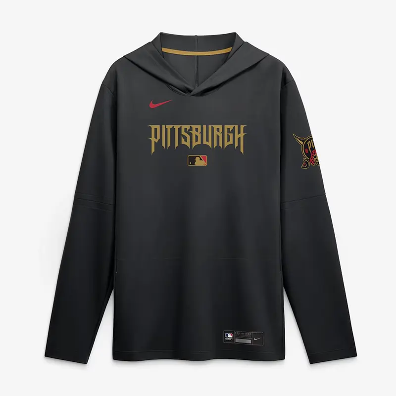 Mens Pittsburgh Pirates Nike Black 2026 City Connect Dri-FIT Long Sleeve Hooded T-Shirt