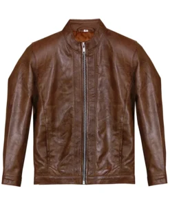 Men's Retro Biker Brown Leather Jacket
