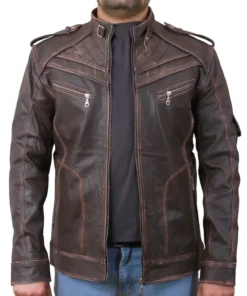 Men's Retro Biker Style Genuine Leather Jacket