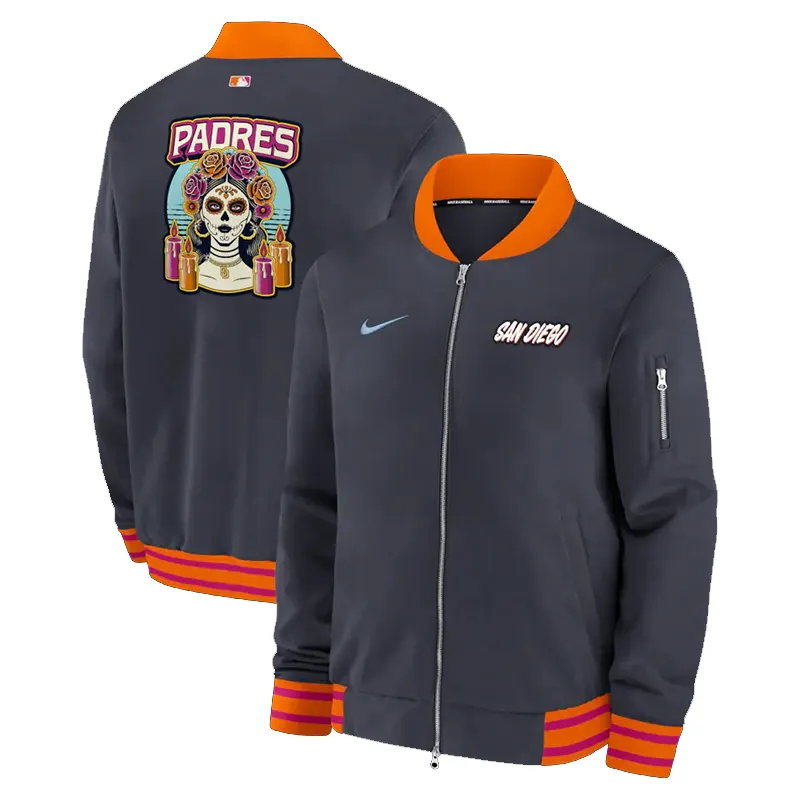 Mens San Diego Padres Nike Obsidian 2026 Full-Zip Bomber Jacket