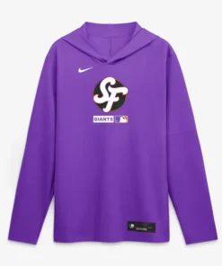 Mens San Francisco Giants Nike Purple City Connect Dri-FIT Long Sleeve Hooded T-Shirt