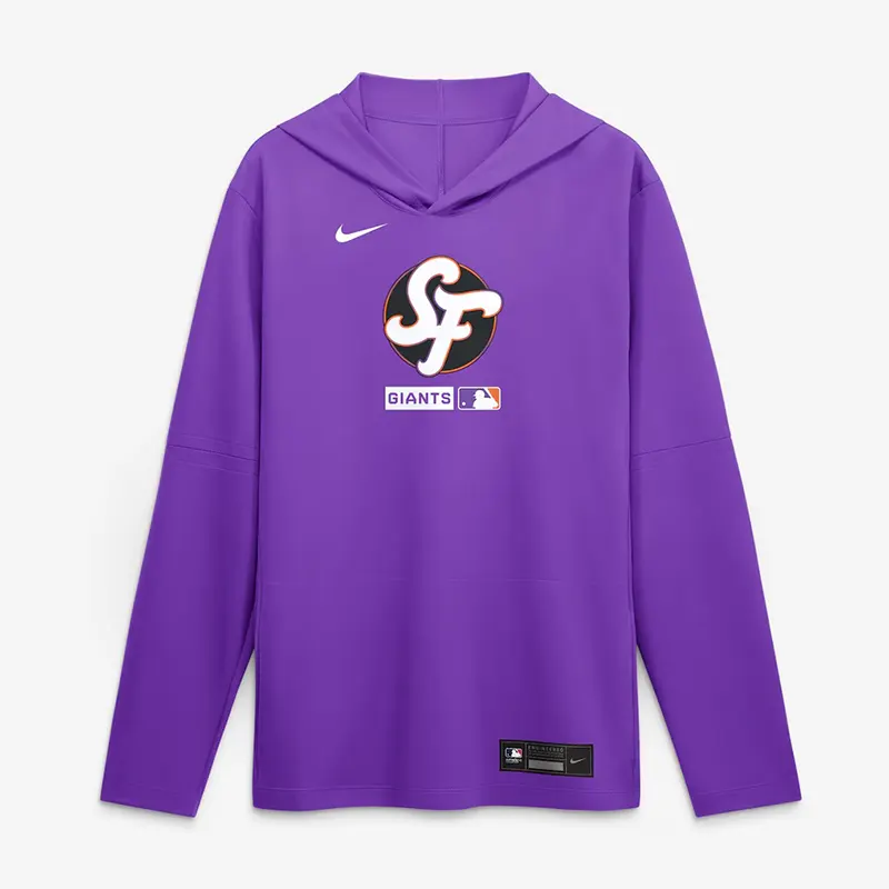 Mens San Francisco Giants Nike Purple City Connect Dri-FIT Long Sleeve Hooded T-Shirt