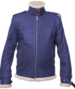 Men's Shearling Collar Leather Jacket