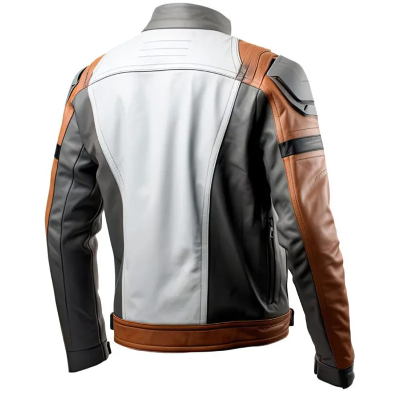 Men’s Sheepskin Cafe Racer Motorcycle Leather Jacket - Image 2